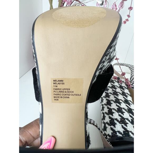 Betsey Johnson Melanni Houndstooth Block Heel Platform Sandal Black White 11 NIB - Picture 12 of 13